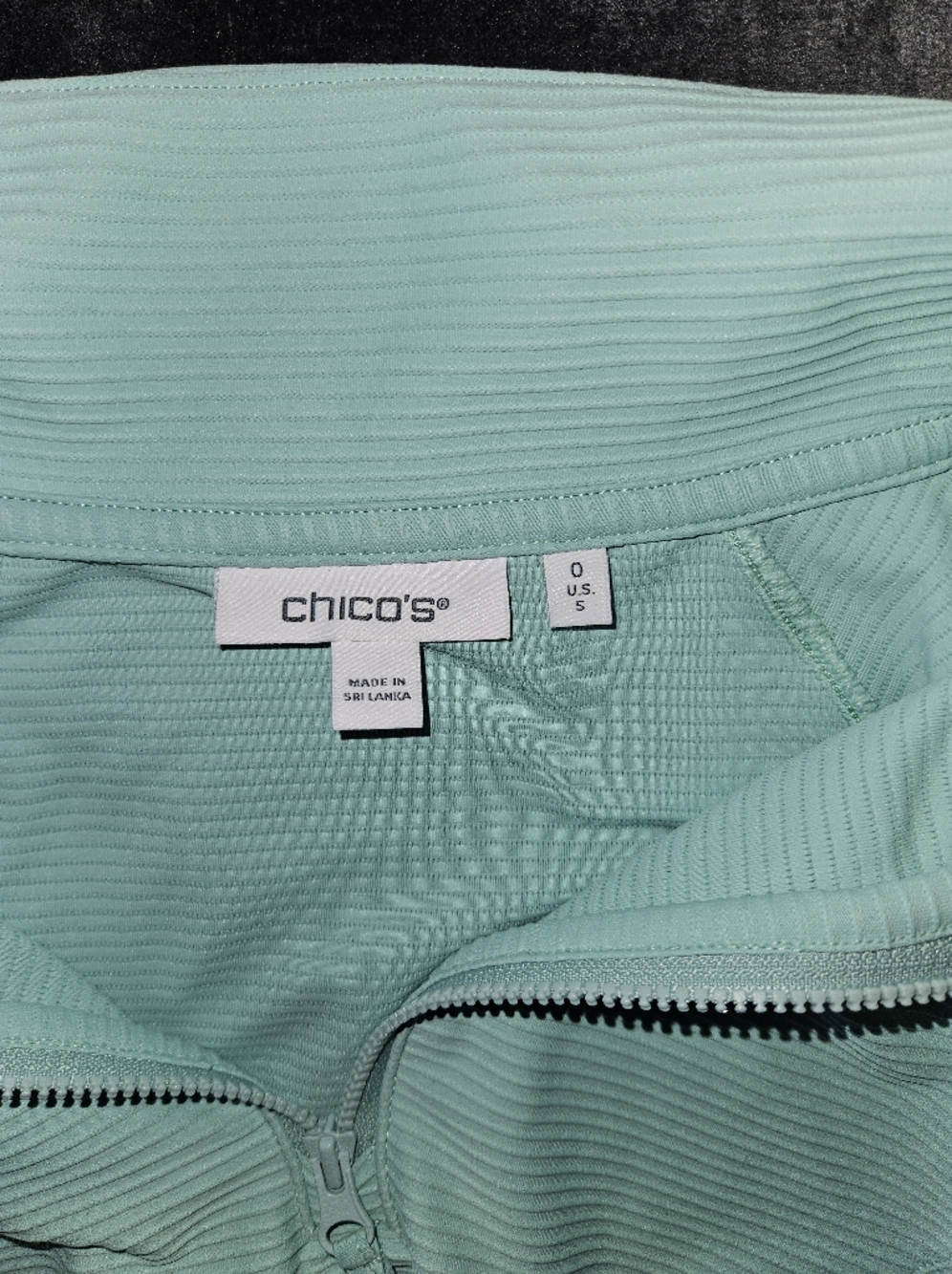 Chico's Mint Quarter-Zip Ribbed Pullover - Picture 3 of 4